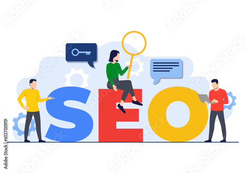 SEO optimization, Search engine optimization, People analysis keywords and optimizing data settings, Performance marketing, analytics and search engine ranking concept