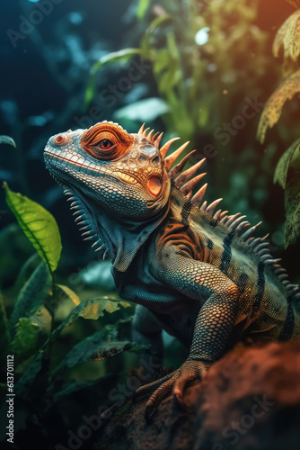 Portrait of a iguana in the african savannah