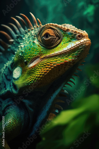 Portrait of a iguana in the african savannah