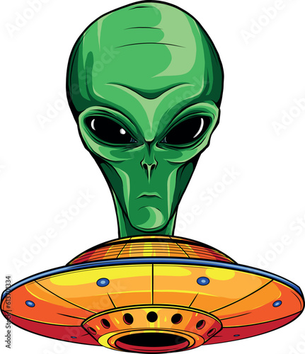 Alien head ufo vector illustration design art