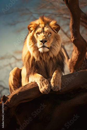 Portrait of a Lion in the african savannah