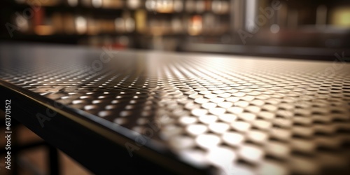 empty stainless steel texture table kitchen blurred