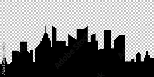 City skyline on transparent background in black colors. Vector Illustration.