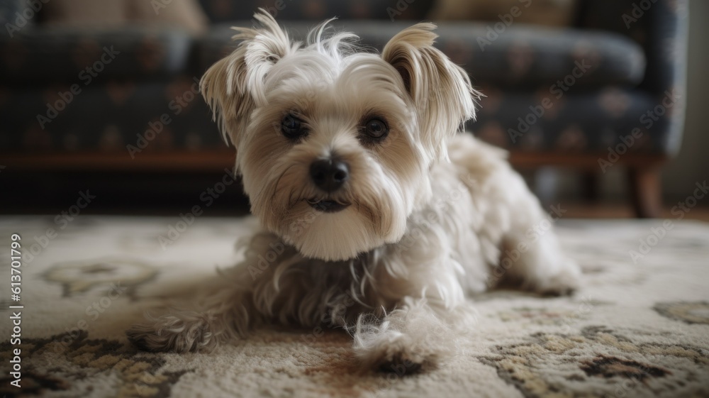 Close-up portrait of a cute happy dog. Generative AI illustration. Close-up portrait of a cute happy dog. Generative AI illustration.