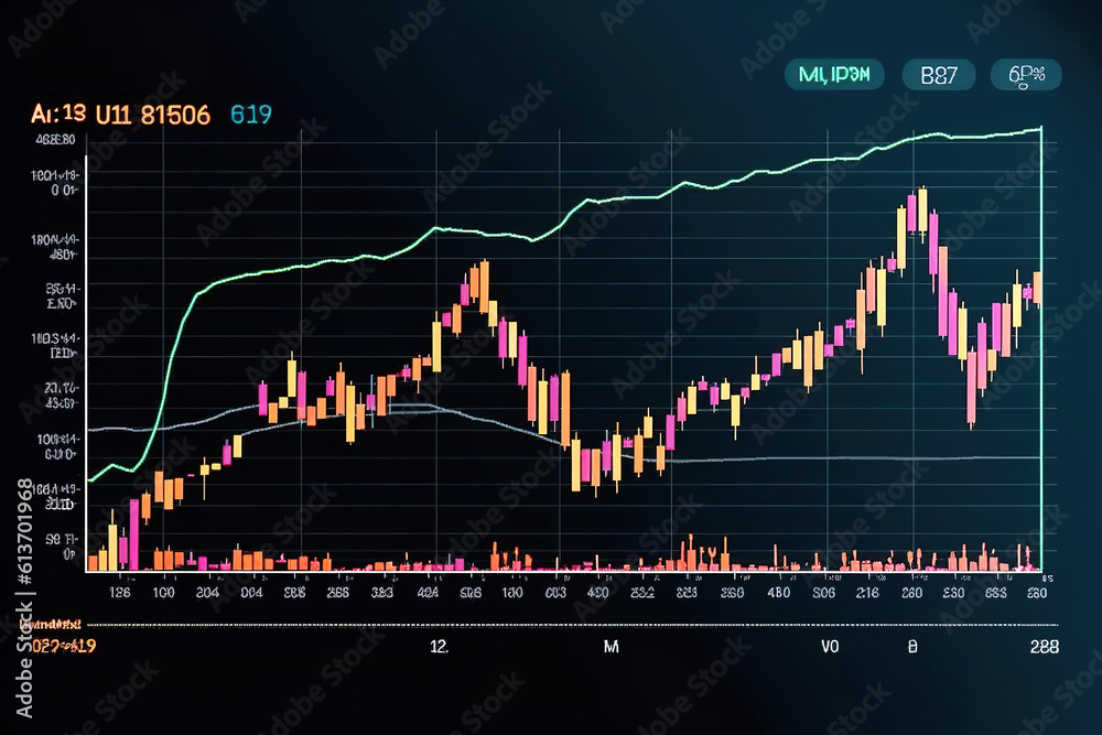 Naklejka premium Stock market map on the background generated by AI; free photos