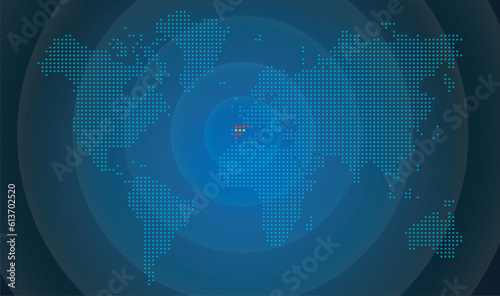 Spain World Map stock illustration, dotted map in futuristic style 