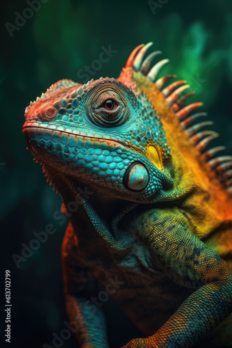 Portrait of a iguana in the african savannah