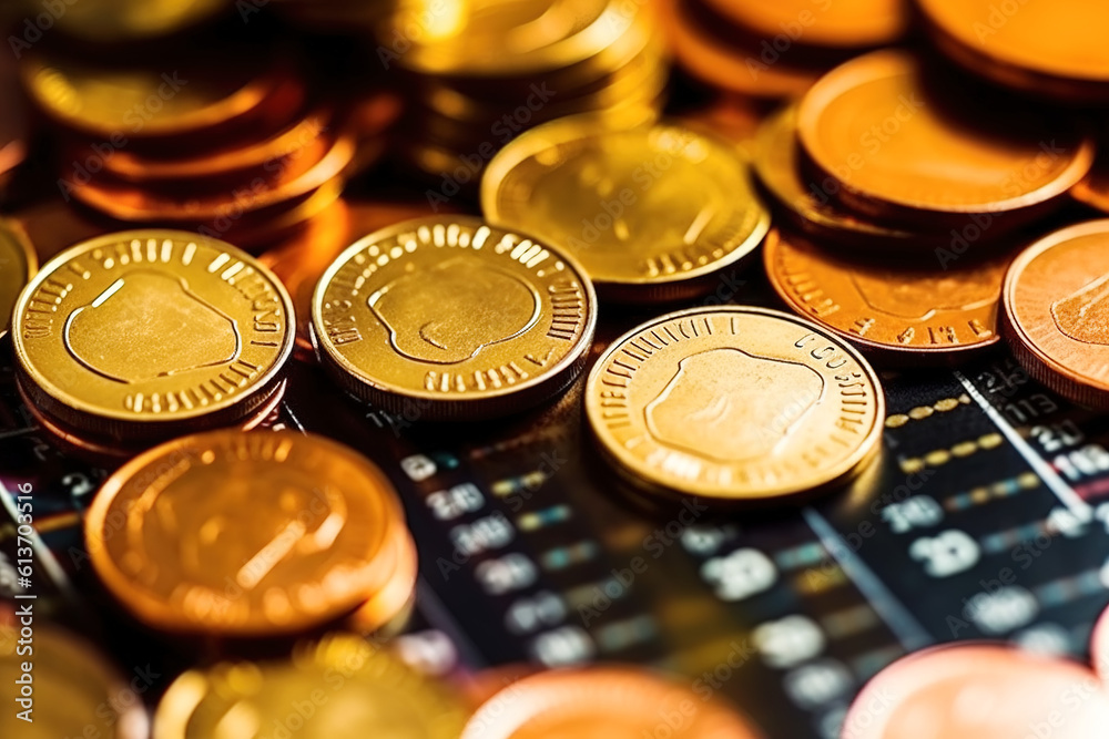 Bitcoin currency with blockchain concept with coins and charts and graphs. Crypto investment security and strategy. Bitcoin currency with blockchain concept with coins and charts and graphs. Crypto investment security and strategy.
