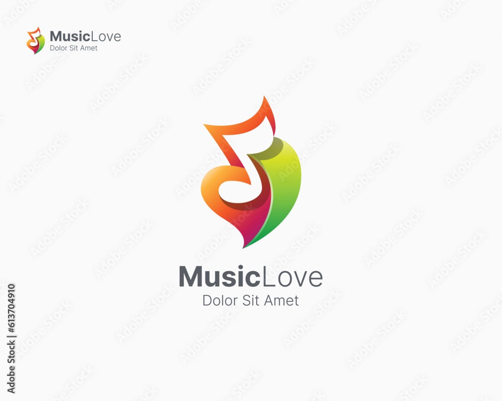 Creative love with music note logo Creative love with music note logo
