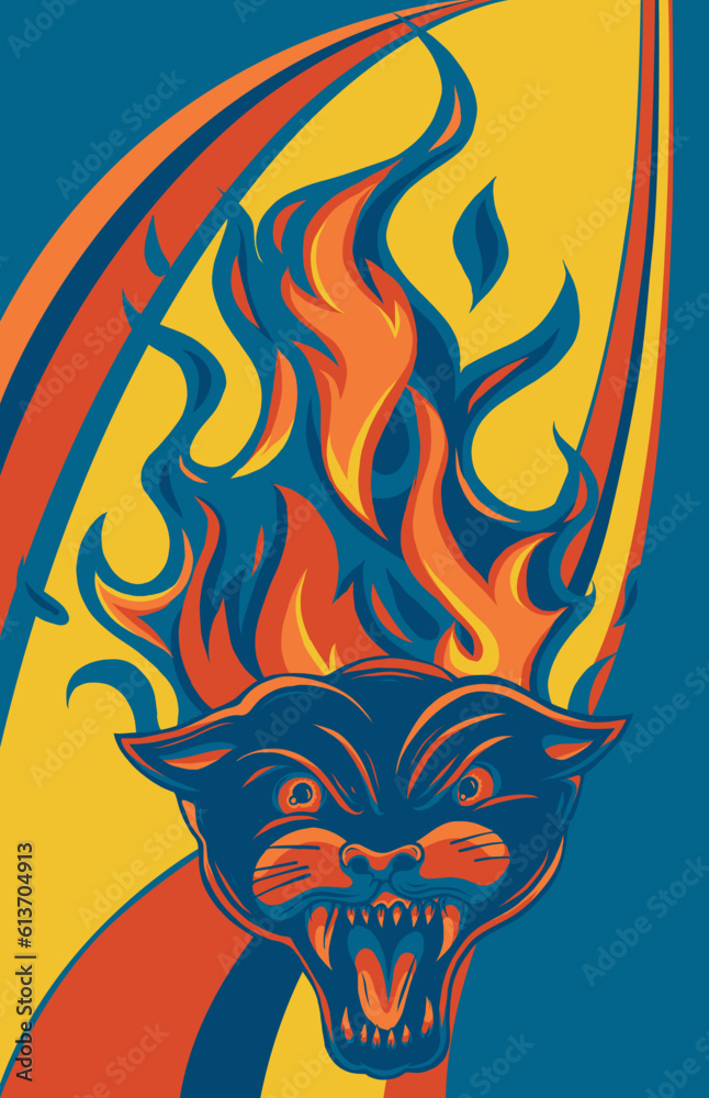 scary angry black panther head vector illustration