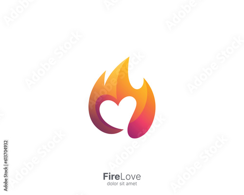 Fire love with smooth gradient logo