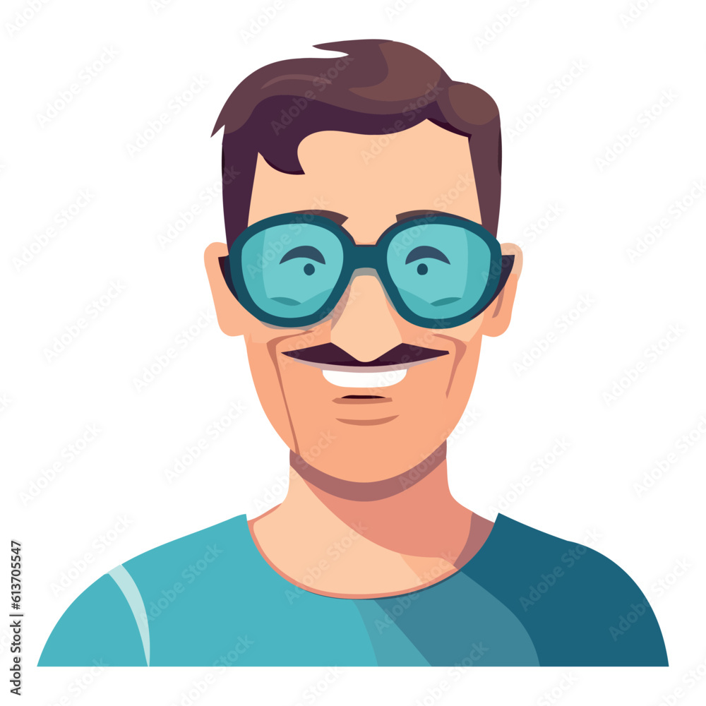 cartoon man in sunglasses, happiness cartoon man in sunglasses, happiness