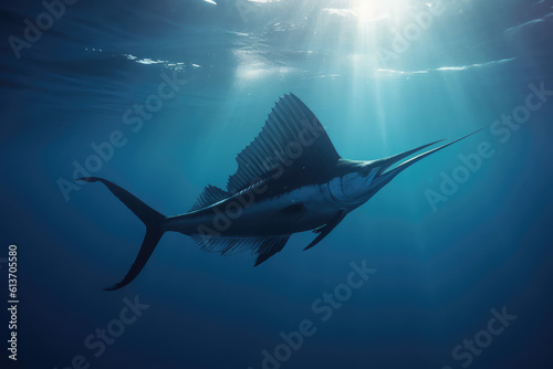 Magnificent sailfish in an ocean, underwater see on sailfish photo