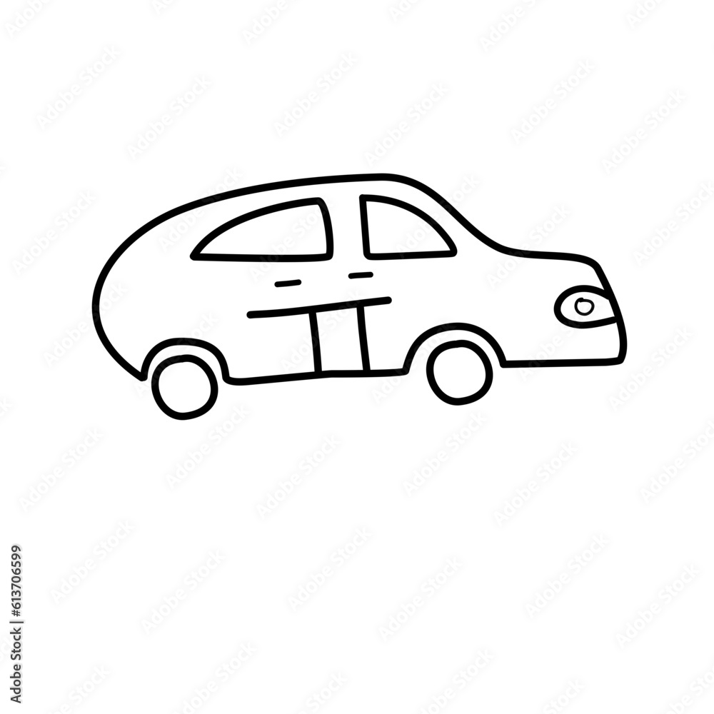 car doodle line icon