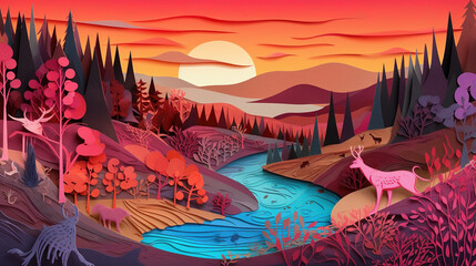 Crédence de cuisine Bordeaux paper cut landscape colorful  © Tony A
