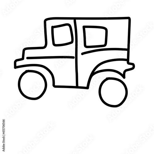 car doodle line icon