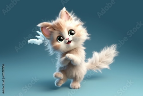 Cute cartoon pet toy illustration AI solid color background © xiaoyun