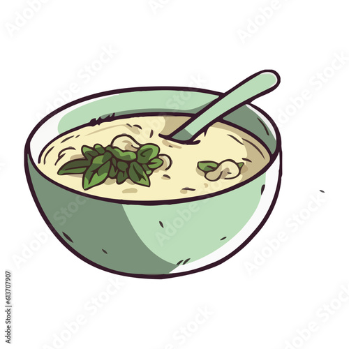 vegetarian soup with fresh herbs and vegetables