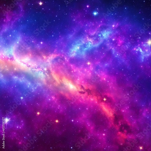 Colorful space galaxy cloud nebula. Stary night cosmos. Universe science astronomy. Supernova background wallpaper. Generative AI. © Sumi