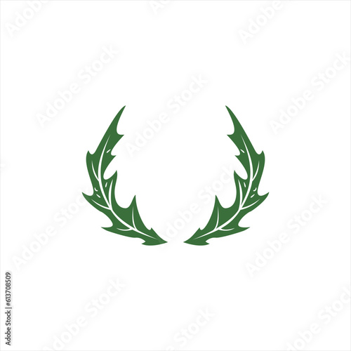 Herbal Thistle Leaves Logo Vector. Scottish Flower Template	