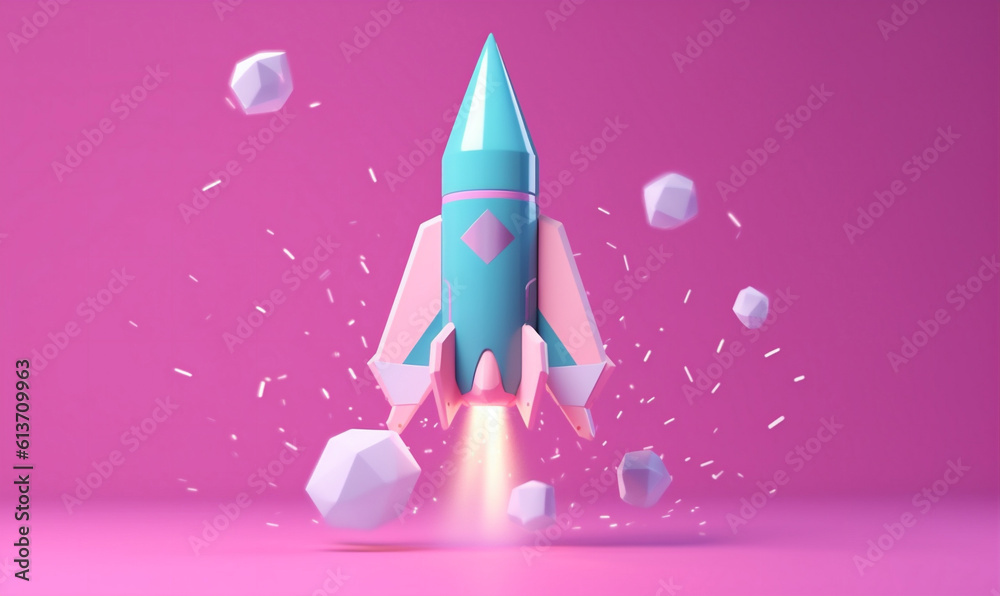 start bitcoin rocket launch space finance business spaceship startup technology. Generative AI.