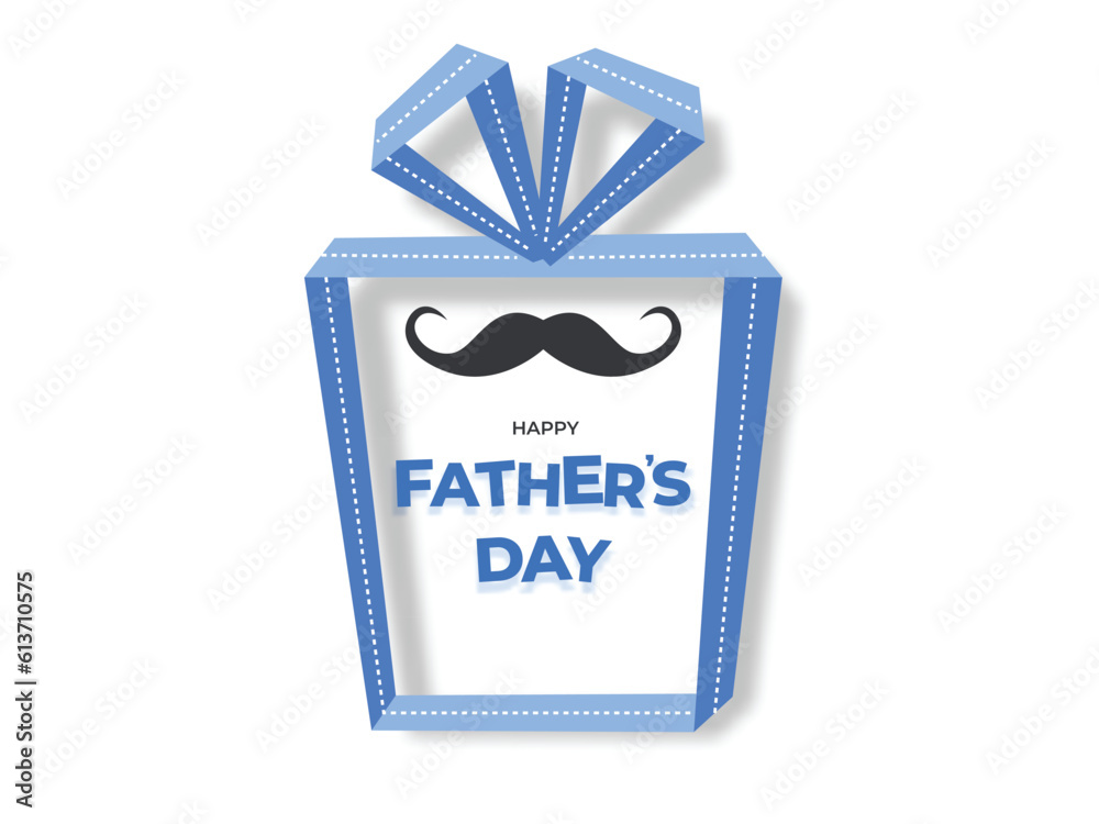 Fathers Day banner, poster, greeting template, with origami gift box Fathers Day banner, poster, greeting template, with origami gift box