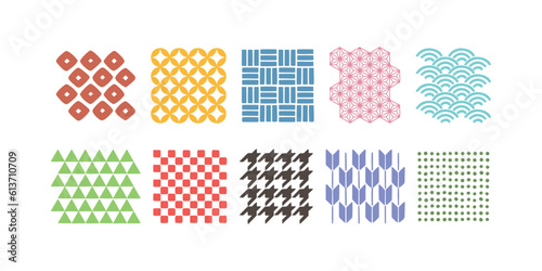 カラフルな和風の模様セット