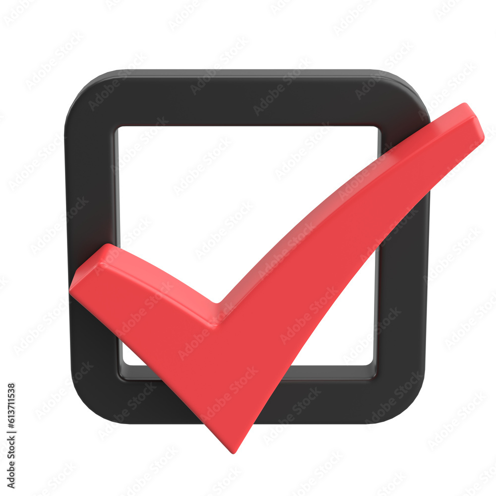 3D checkbox. Check mark. 3D illustration. 3D checkbox. Check mark. 3D illustration.