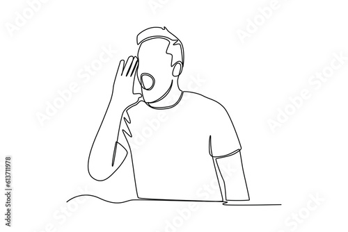 Continuous one line drawing Shout and making noise. Single line draw design vector graphic illustration.