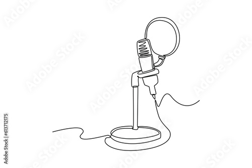 Single one line drawing podcast concept. Continuous line draw design graphic vector illustration.