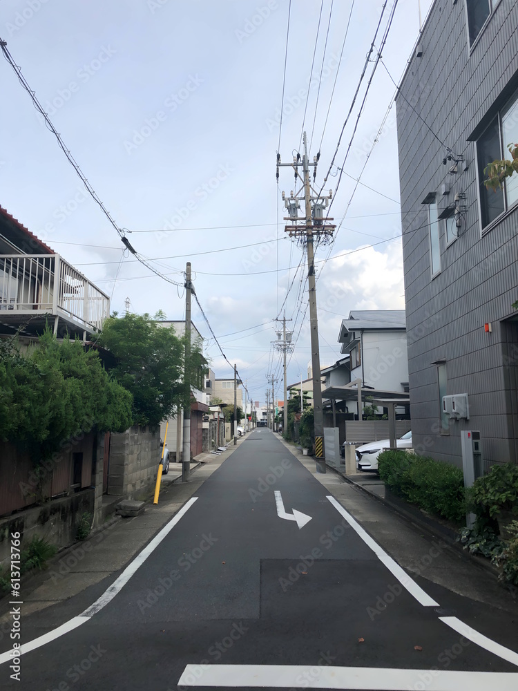 residential neighborhood city street in Nagoya, Japan