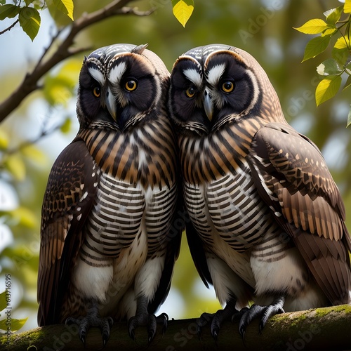 Two black & brown owls, wildlife photography