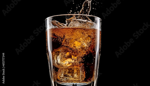 glass of cola with ice