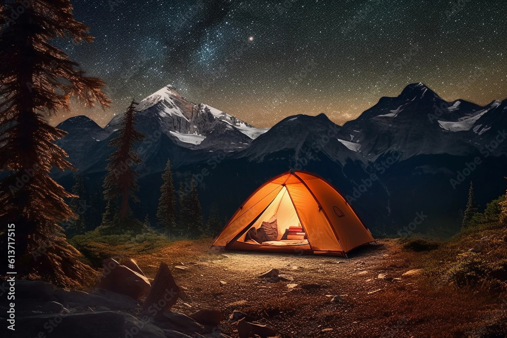Camping in the mountains under the stars
