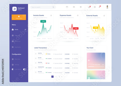 Infographic dashboard. UI design with graphs, charts and diagrams. Web interface template for business presentation.