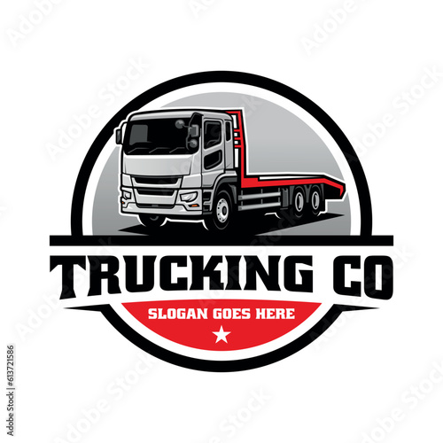 trucking company, flatbed truck logo vector