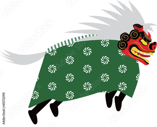 日本の伝統芸能の獅子舞のイラスト