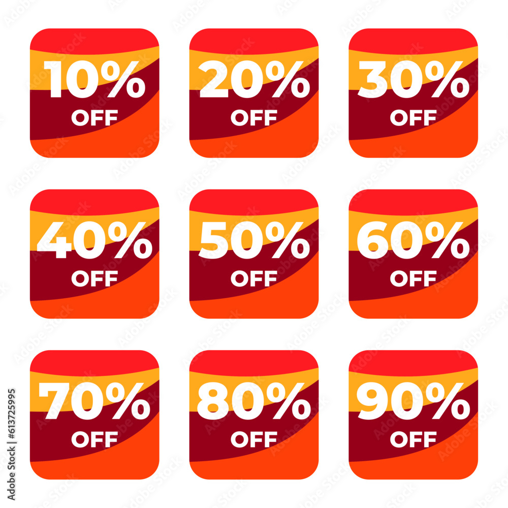 SALE BADGE TEMPLATE DESIGN SET. OFFER WITH DIFFERENT DISCOUNT PROMOTION.MODERN SET DESIGN VECTOR FOR YOUR BUSINESS