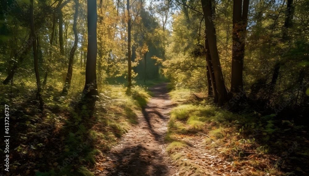 A pathway to the deep nature tropical forest tree under the shade of tree at the daylight sun. Generative AI technology. A pathway to the deep nature tropical forest tree under the shade of tree at the daylight sun. Generative AI technology.