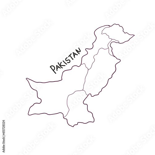 hand drawn doodle map of Pakistan