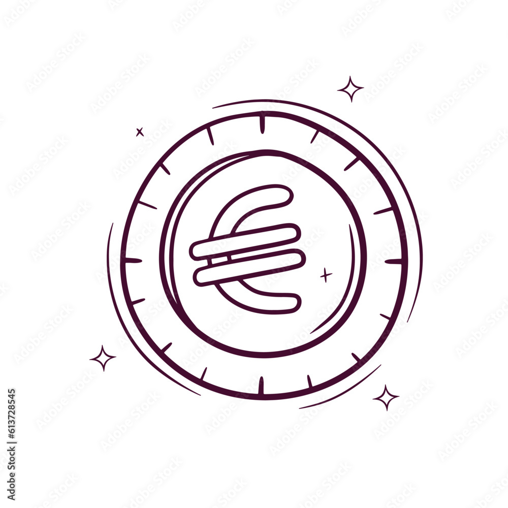 Hand Drawn Euro Coin. Doodle Vector Sketch Illustration Hand Drawn Euro Coin. Doodle Vector Sketch Illustration