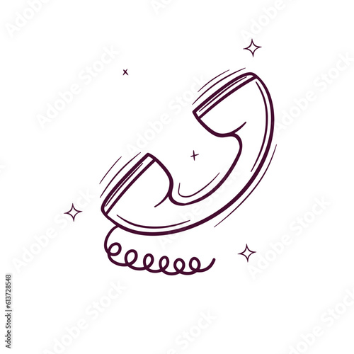 Hand Drawn Telephone. Doodle Vector Sketch Illustration