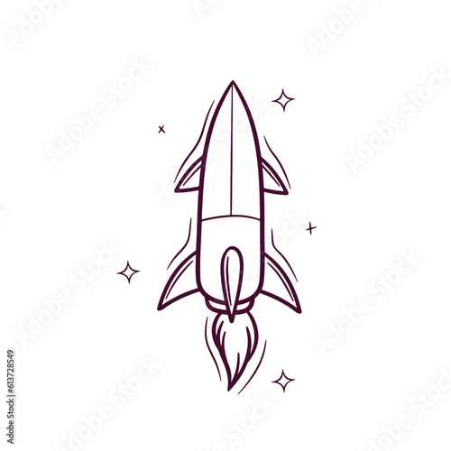 Hand Drawn Rocket. Doodle Vector Sketch Illustration