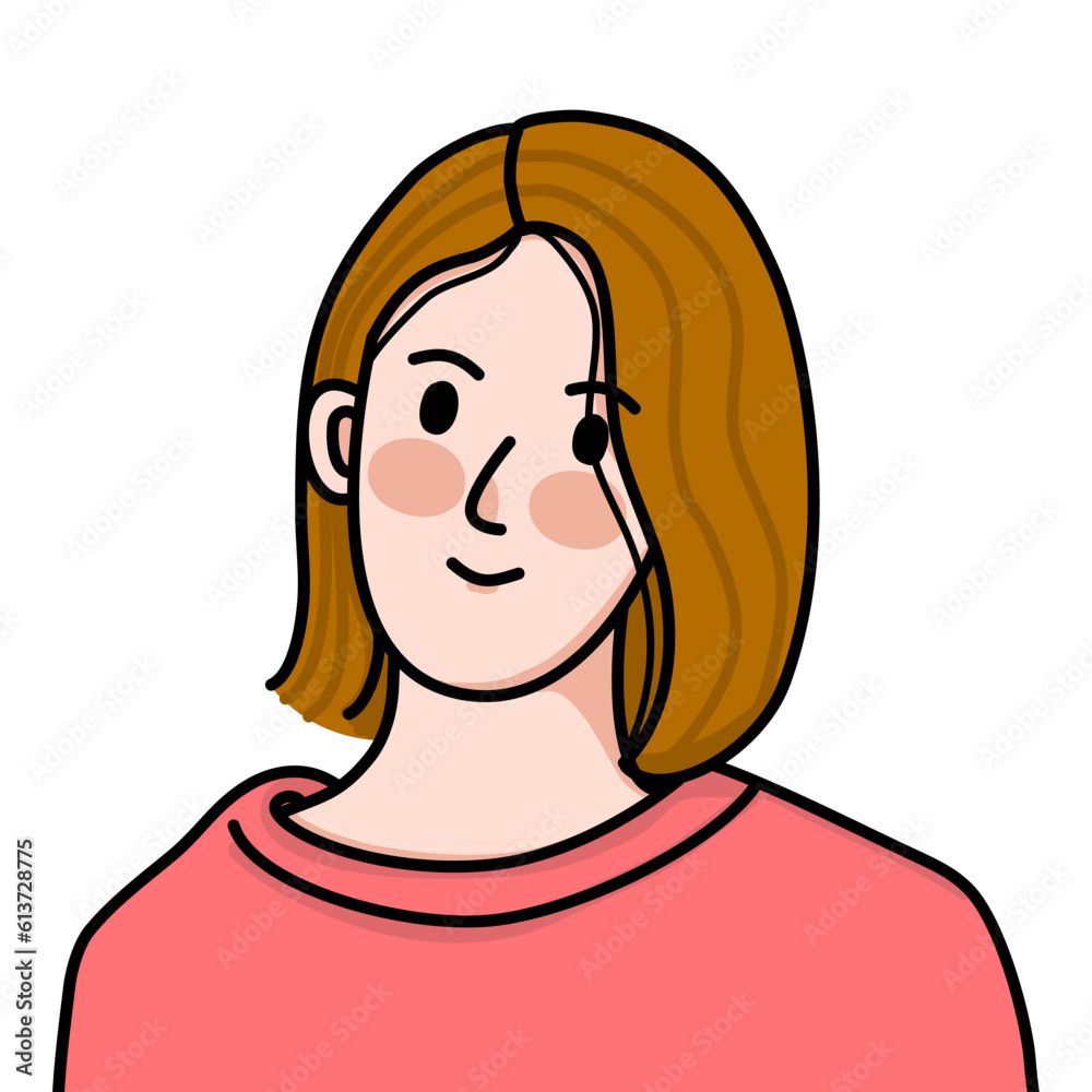 Woman cartoon drawing flat design style minimal vector illustration on white. Woman cartoon drawing flat design style minimal vector illustration on white.