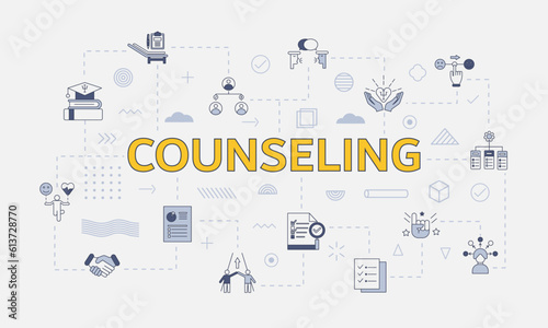 counseling concept with icon set with big word or text on center