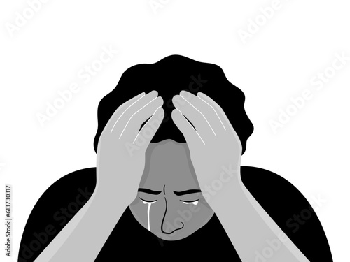 Isolated of a boy get stress and sad emotion, kid mental health concept. Flat vector illustration.