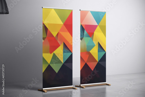 Minimalist Roll-Up Banner Mockup, Generative AI