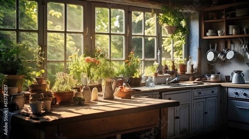 Serene Morning Retreat: Embracing the Tranquility of Rural Kitchen Living 2. Generative AI