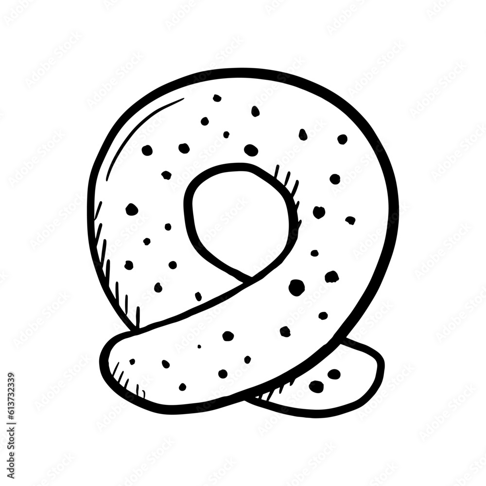 Hand drawn pretzel isolated on white background. Doodle vector food sketch Hand drawn pretzel isolated on white background. Doodle vector food sketch
