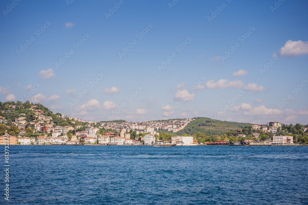 A panorama photo of Bosporus strait, Istanbul. Turkiye